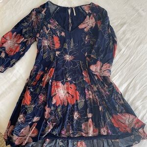 free people navy blue floral dress